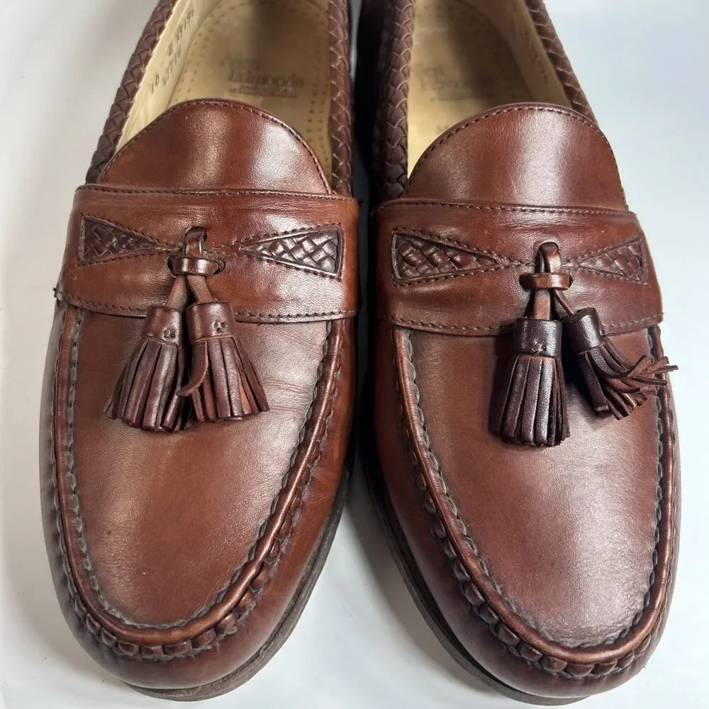 Allen Edmonds Mens Shoes Size 10 Maxfield Brown Leather Tassel Loafers Braided